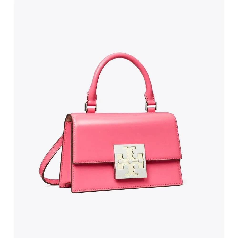 Tory Burch Bon Bon Spazzolato Mini Top Handle Bag Watermelon Pink New with tag